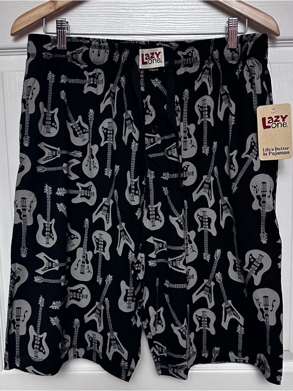 Lazy One Mens Large Cotton Pajama Shorts Summer Sleepwear Lounge Bottoms Guitars